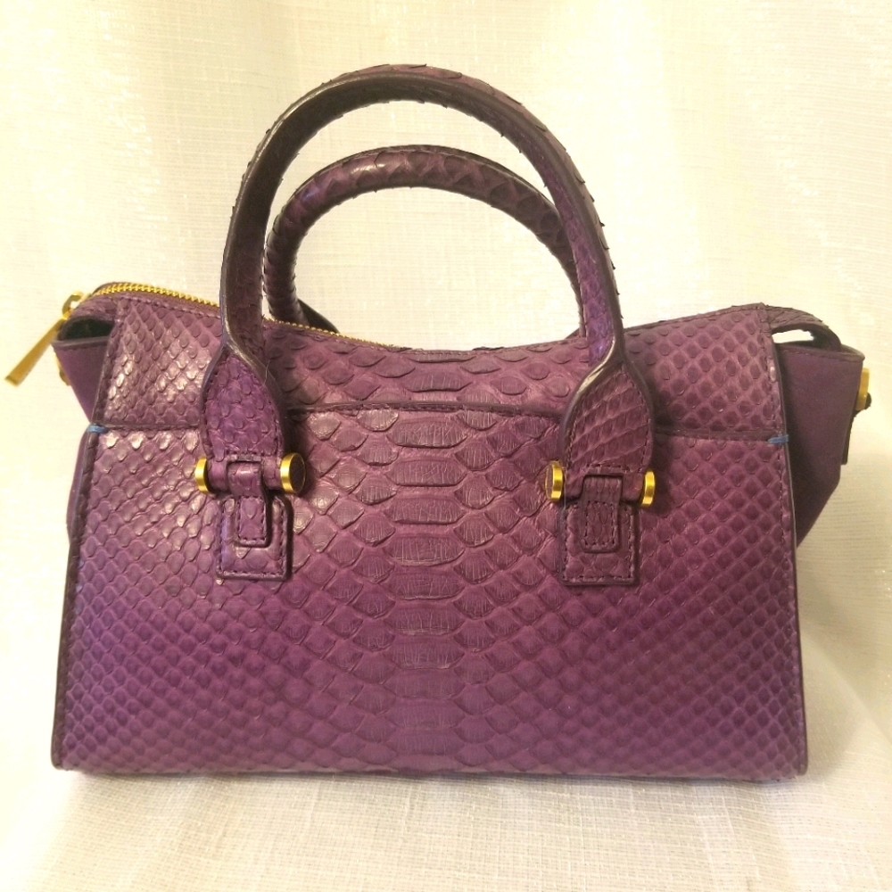 Smythson violet python tote